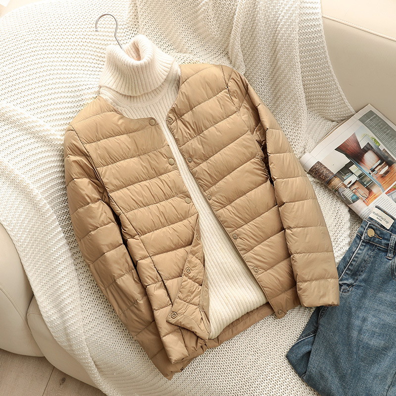 Lightweight women's down jacket, short, filled with duck down
