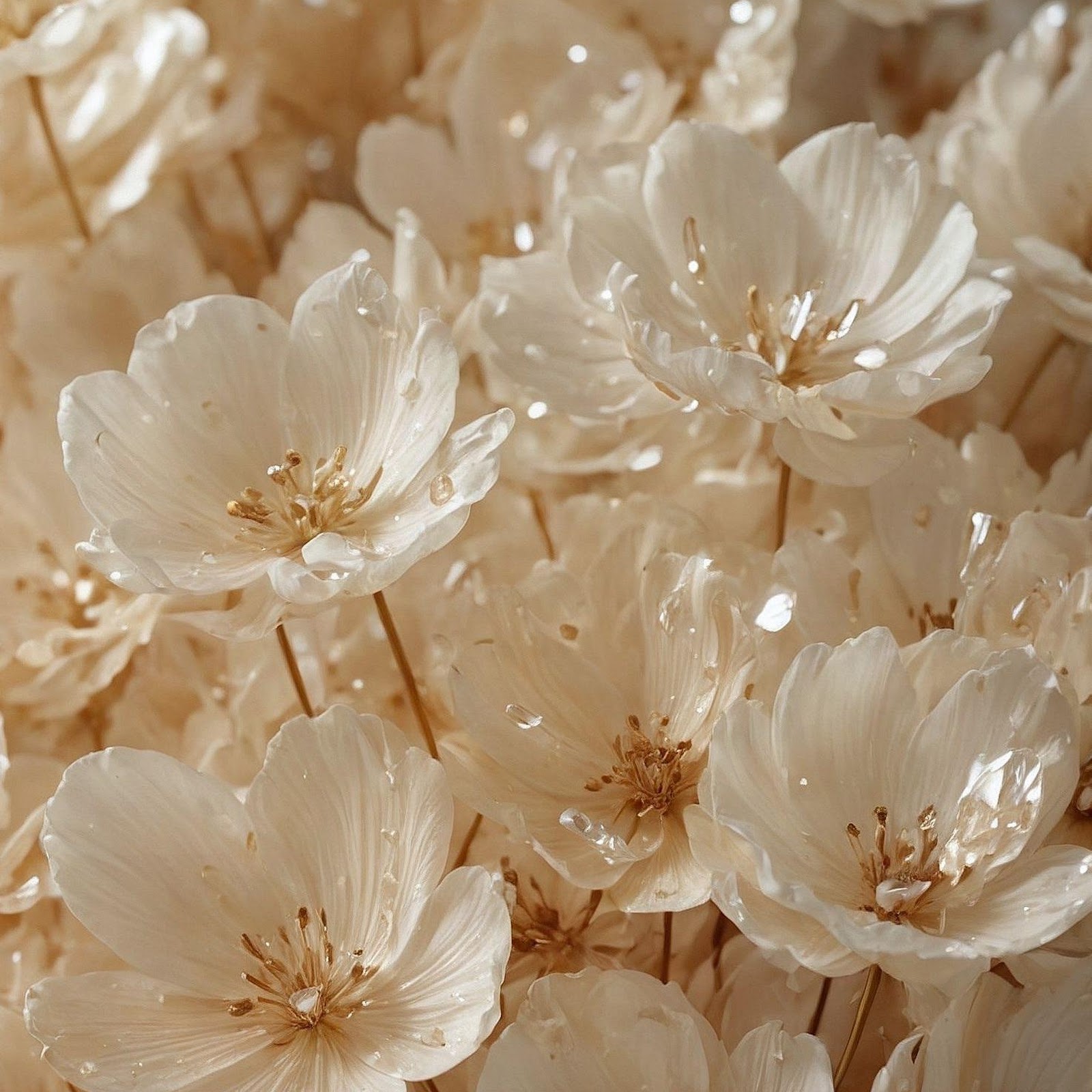 Download Aesthetic Cluster of Cream Flowers 2K iPhone