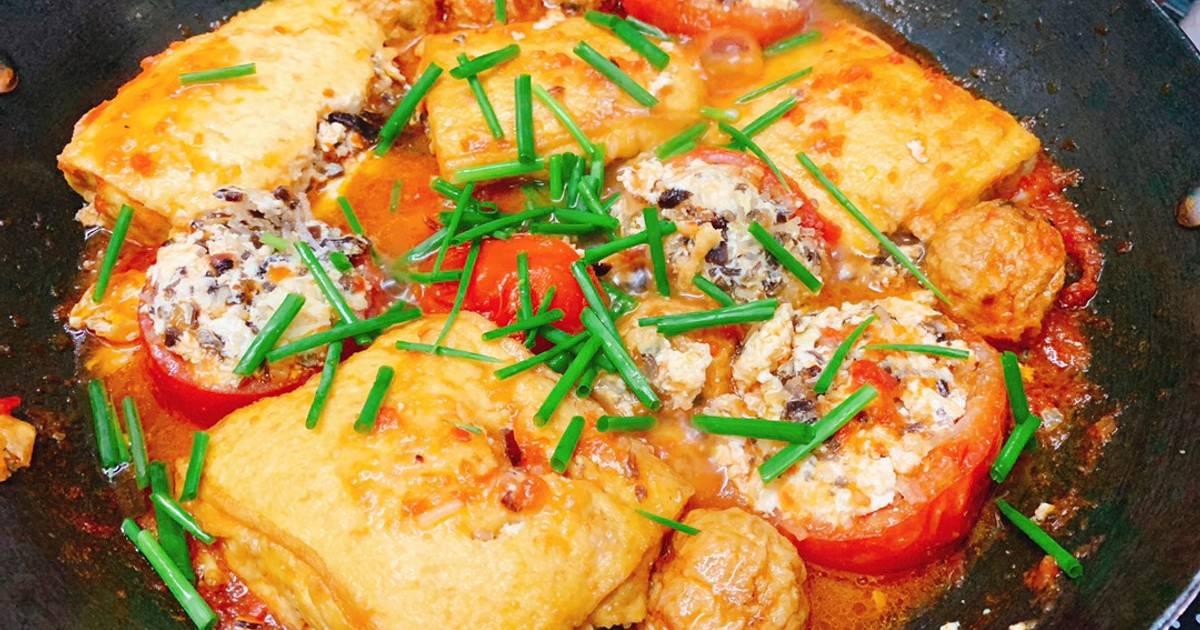 Đậu hủ dồn ức gà sốt cà