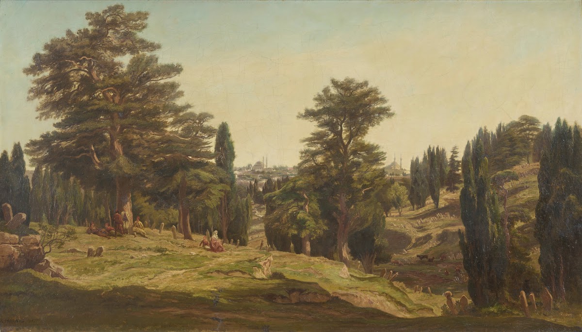 View Of A Cemetery With Constantinople In The Background