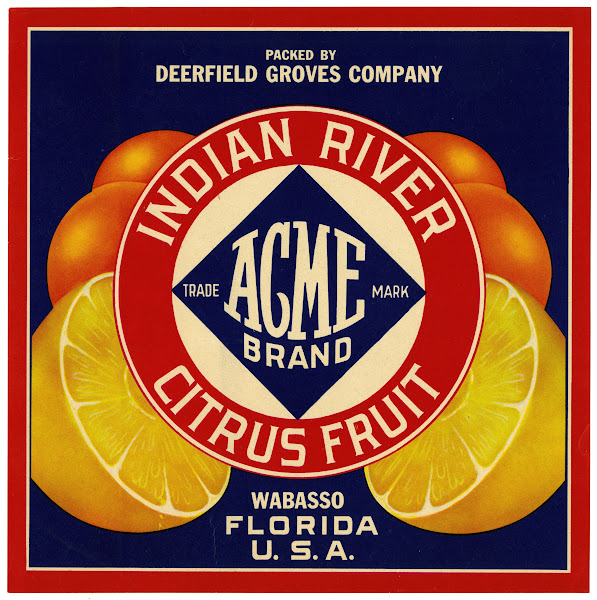 Acme Brand Indian River Citrus Fruit Label 1940