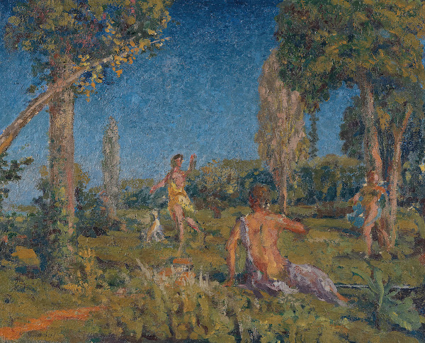 Artemis with a dog and two companions at a spring 1925