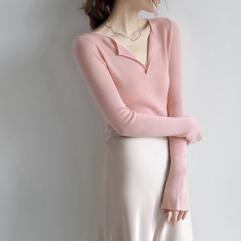 Damen-Strickpullover mit V-Ausschnitt