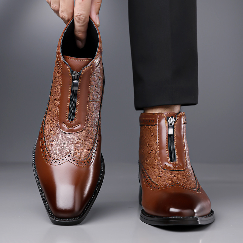 Men's Chelsea boots with embossing, zipper