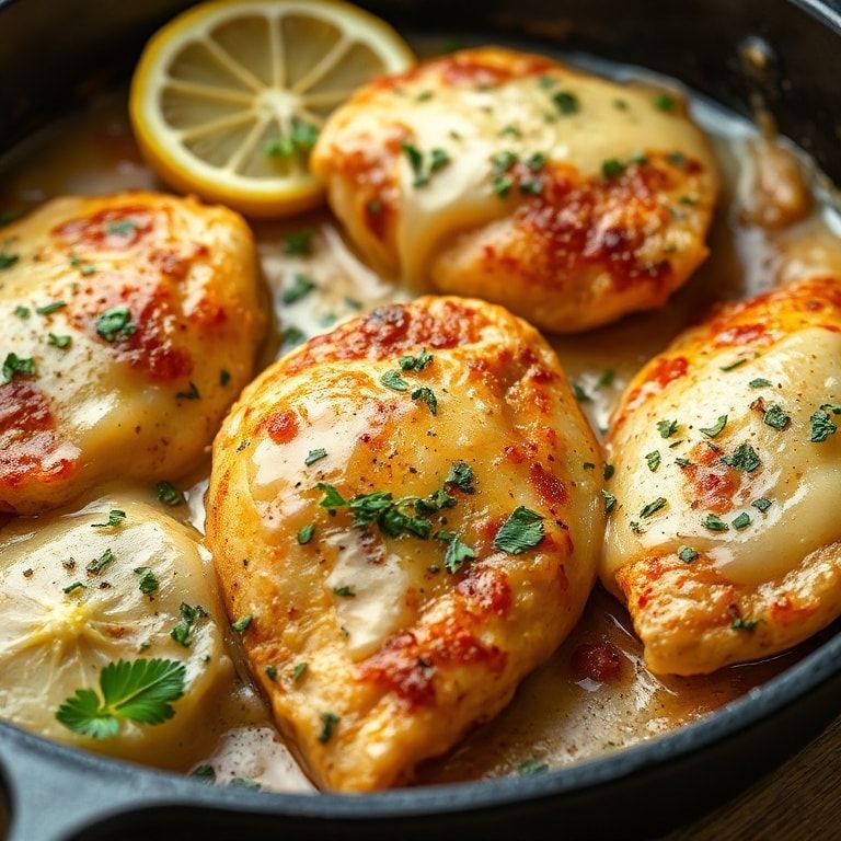 Easy Lemon Garlic Chicken Parmesan Skillet Recipe: Quick & Homemade Dinner finished