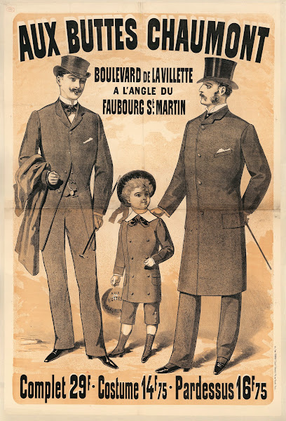 Aux Buttes Chaumont  Complet 29f  Costume 14f75  Pardessus 16f75 1883