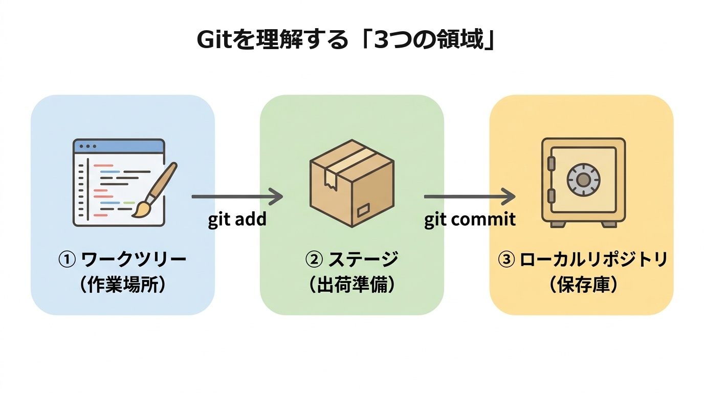 Gitの3つの領域