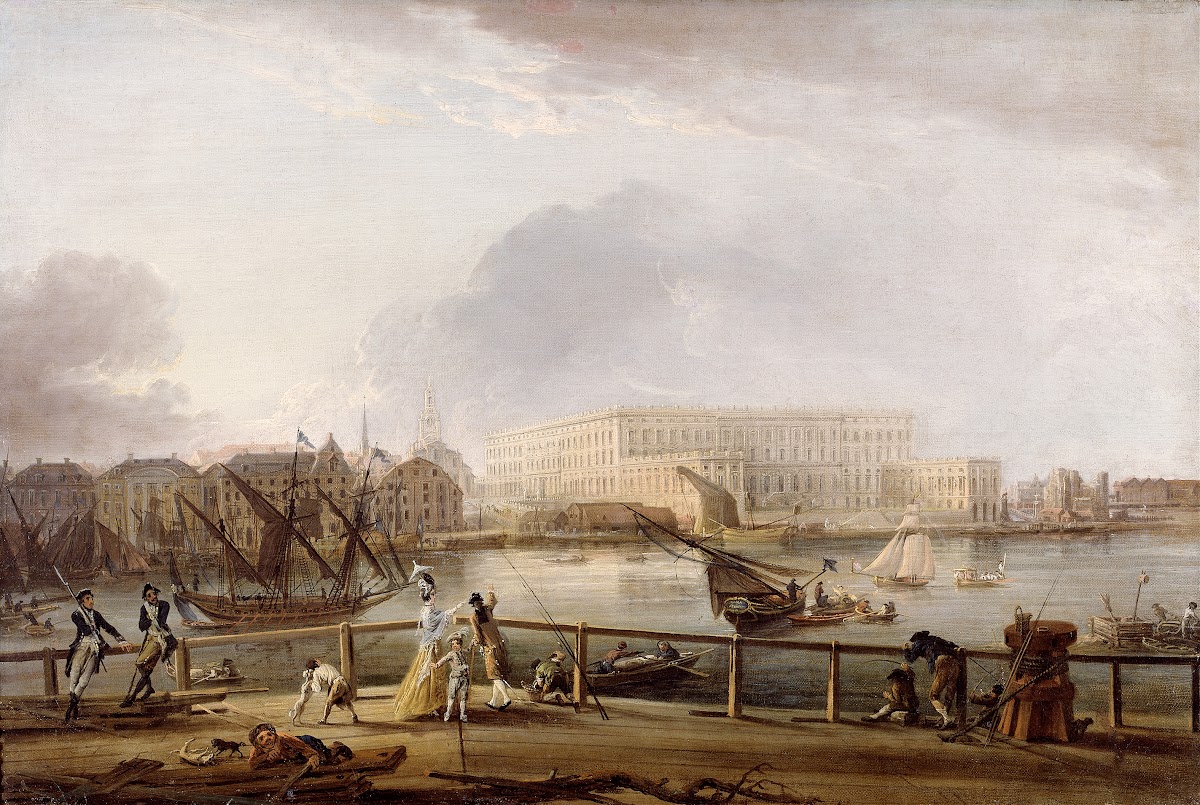 View of Stockholm Palace from the Skeppsholm Bridge early 1780s