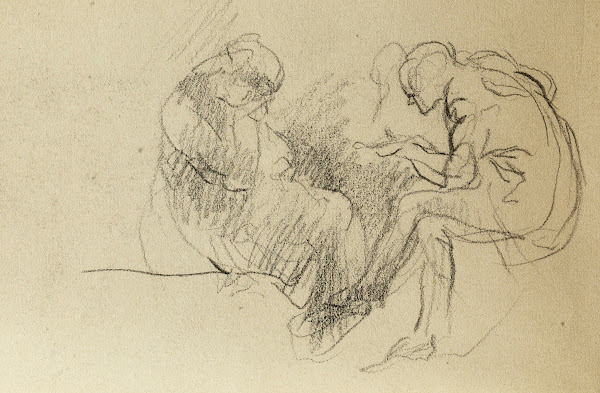Etude de deux personnes assises lune en face de lautre 1874