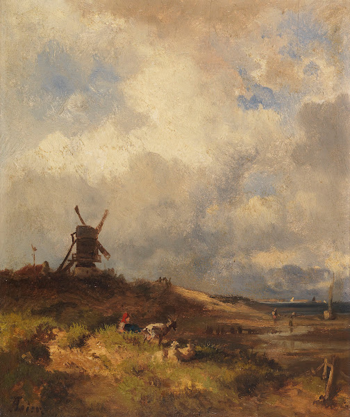 Küstenlandschaft mit Windmühle 1874