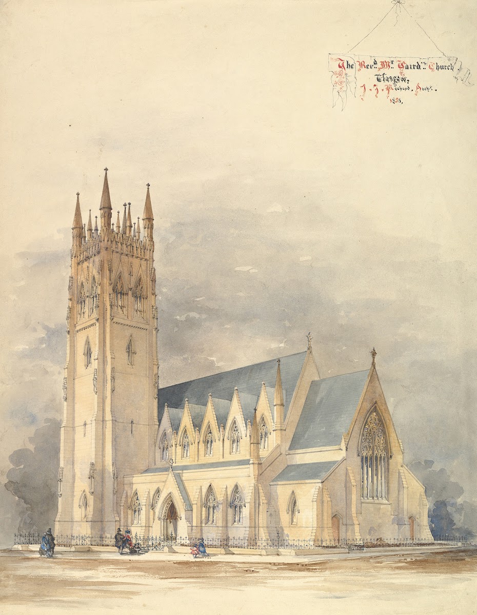 Perspective Elevation of Reverend Mr Gairds Church Glasgow in the Gothic Style 1