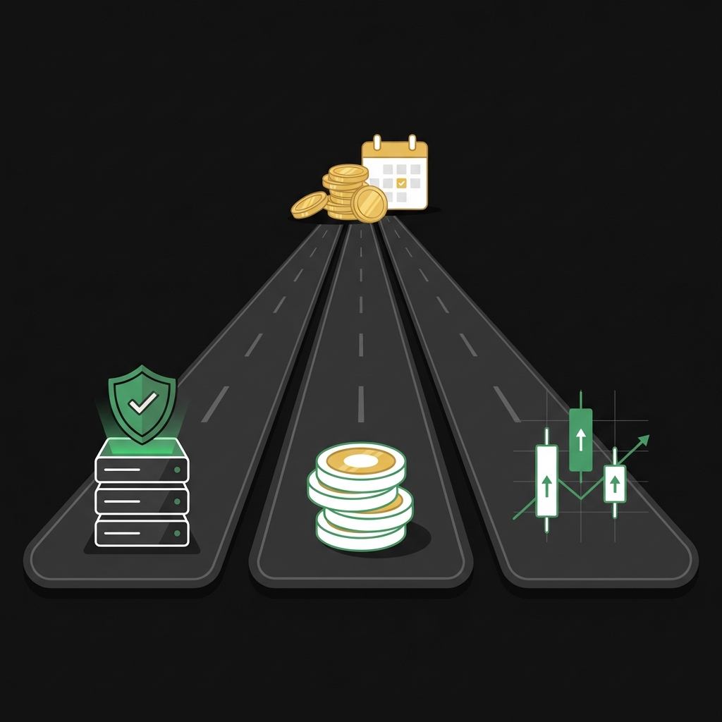 can i make 100 a day from crypto minimalist flat illustration three lane road icons staking lending trading converging to coin pile daily goal in finance police colors