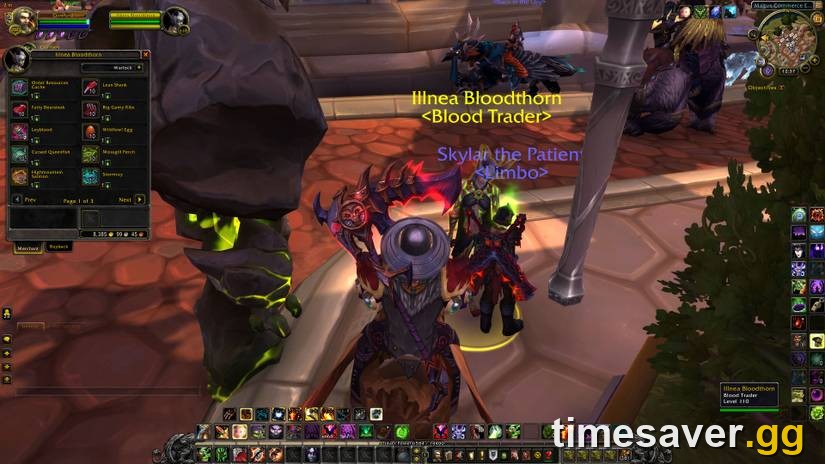 WoW vendor and merchant window showing gold balance and purchasable goods — the Season 2 economy in action