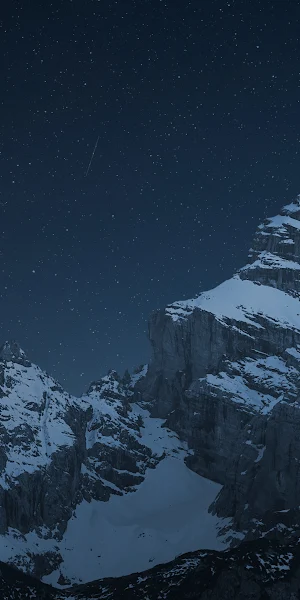 Night Sky, Mountains, Starry Night, Snow Capped Mountains 4K Wallpaper Background