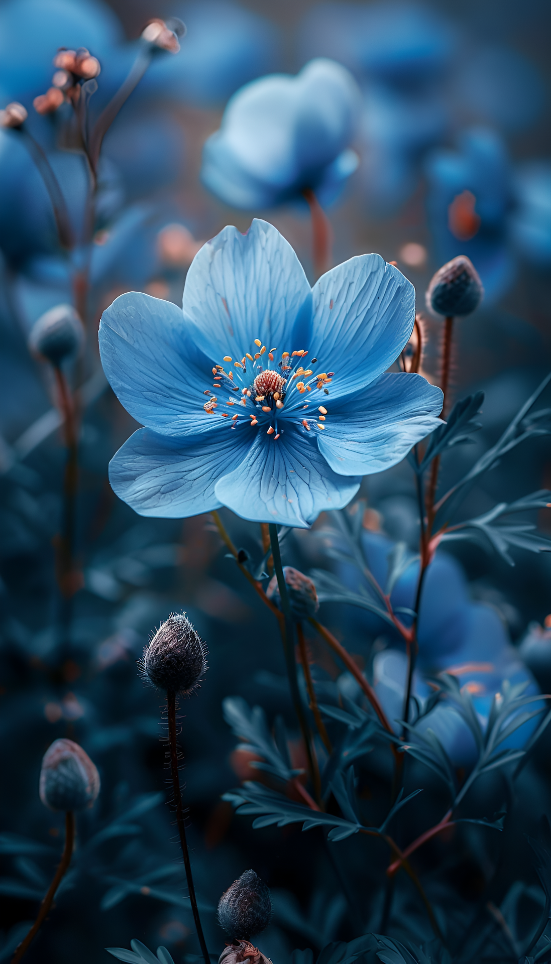 Vibrant Blue Himalayan Poppy Close-up Macro - Free 4K mobile Wallpaper