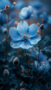 Vibrant Blue Himalayan Poppy Close-up Macro