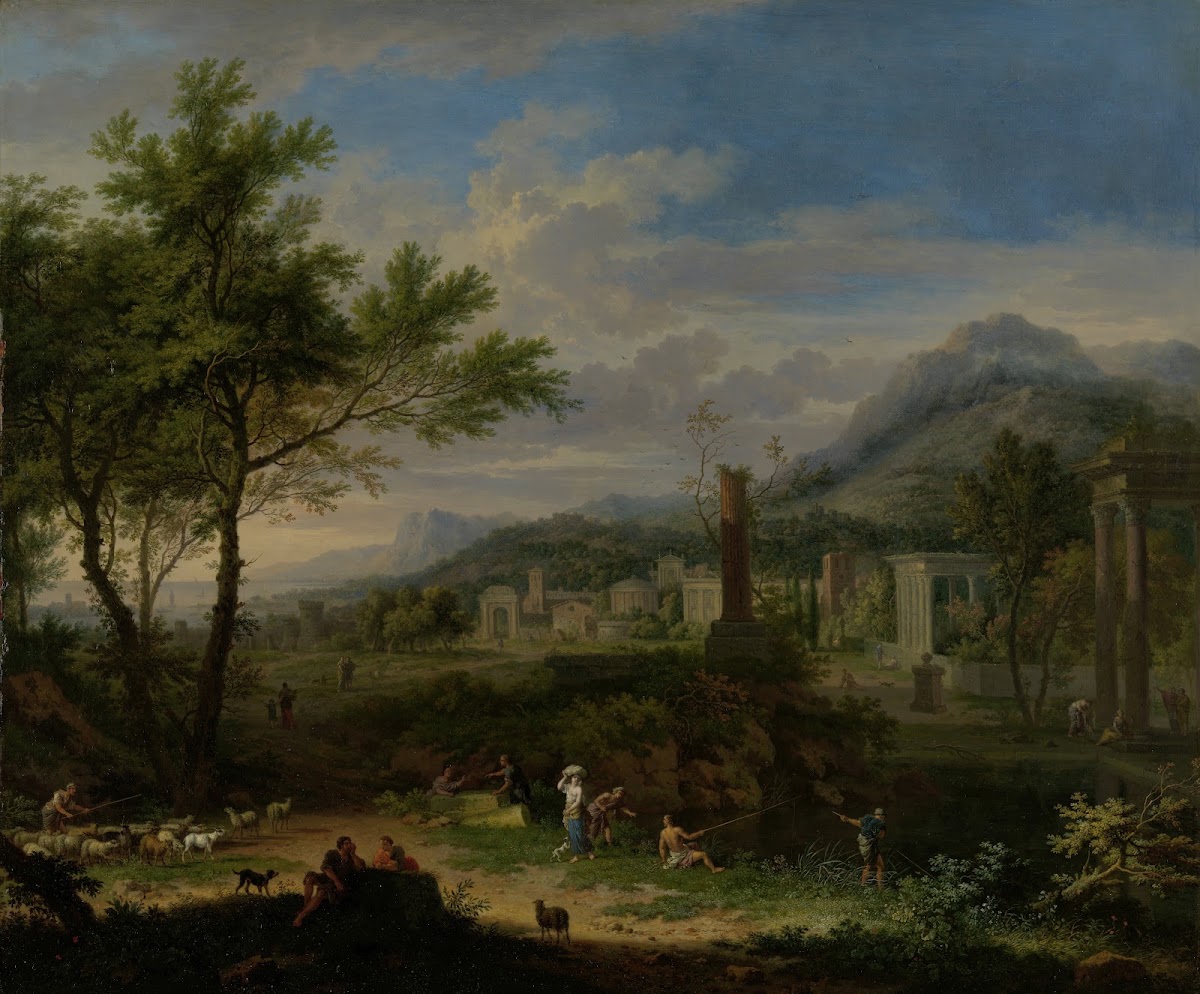 Arcadian Landscape with Fishermen c 1700   c 1749