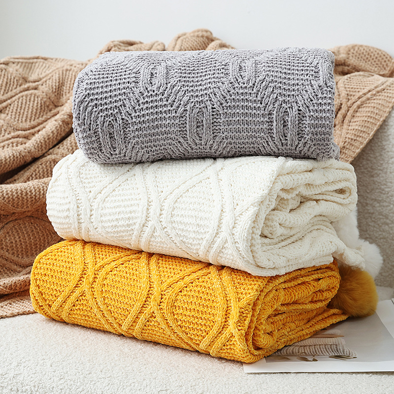 Solid color chenille blanket, 130x160cm