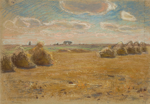 Summer landscape Field with stacks of grain 1903   1905