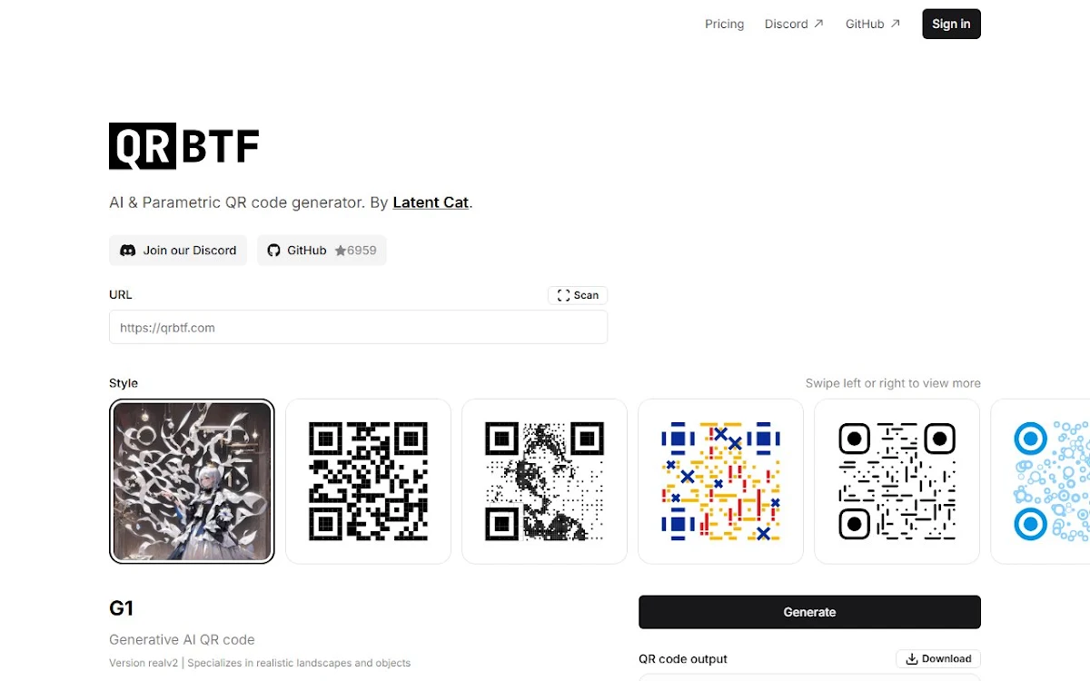 Captura de QRBTF - AI QR Code Generator