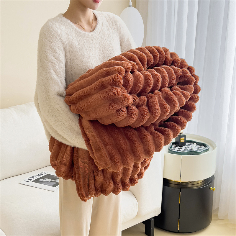 Rabbit fleece wool blanket, polyester, Nordic