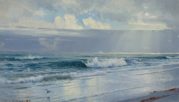 Crashing Waves Along the Seashore Off the Coast Rhode Island 1897