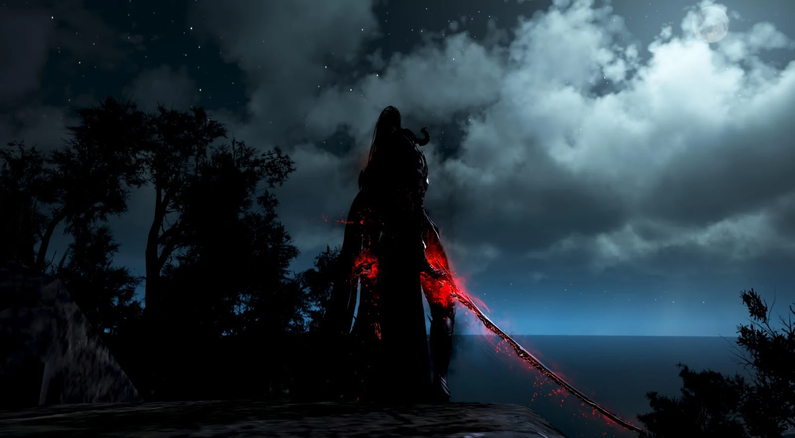 Shadow Warrior With Red Blade - Fantasy Digital Art 5K Wallpaper (5529x3050)