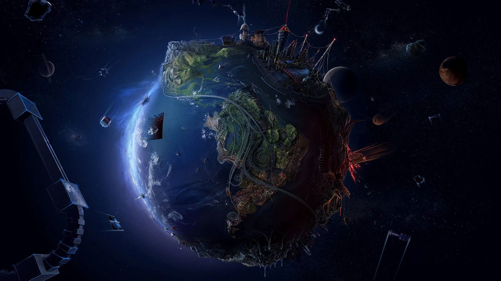 Space, Abstract, Earth, Digital Art, World Full HD Desktop, iPhone Wallpaper Background