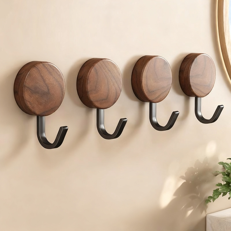 Holzgarderobe mit Klebefläche, Nussbaum-Optik