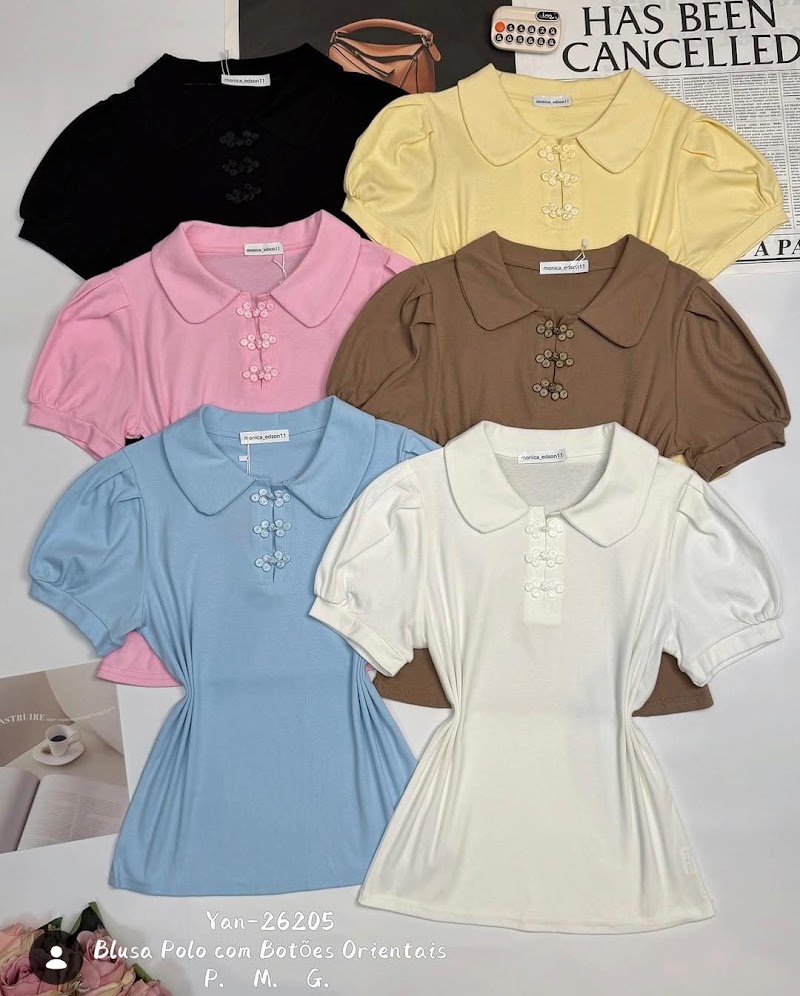 Blusa polo con botones orientales