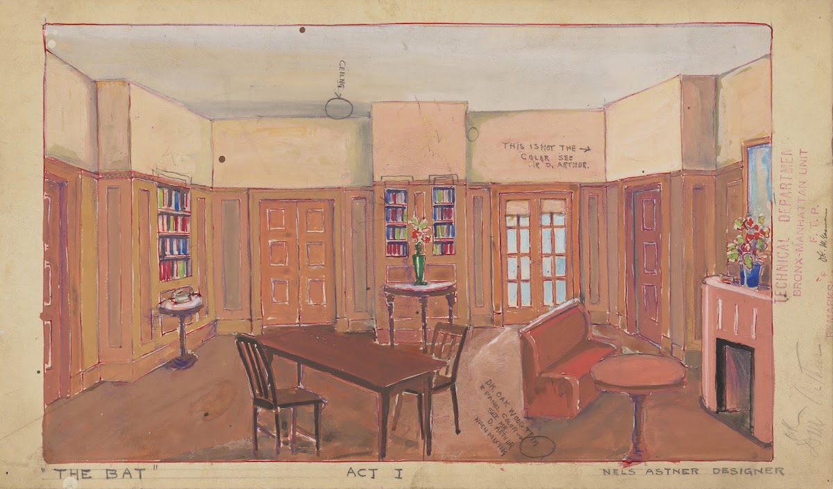 The Bat Sketch no 1 Act I Domestic Interior 1934 1943
