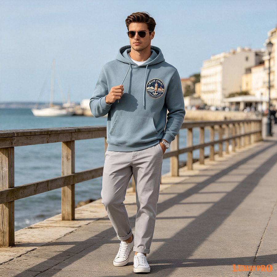 2D Color-Block Hooded Sweatshirt
