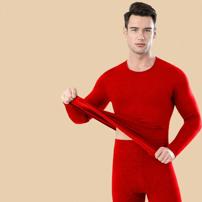Rotes Baumwoll-Thermo-Set für Damen und Herren