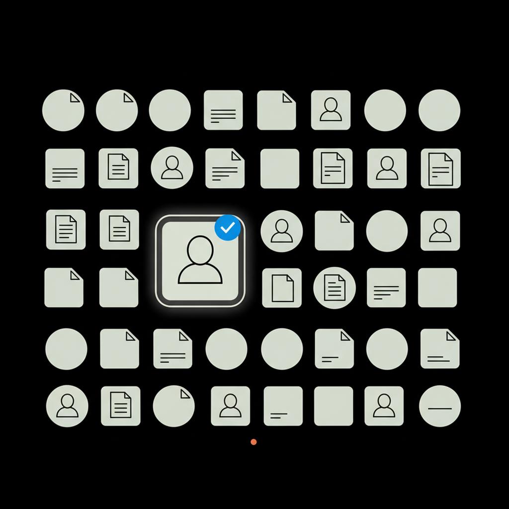 Minimal 2D vector infographic showing a grid of generic publication logos and a highlighted profile card with an Instagram blue tick verification badge on a black background