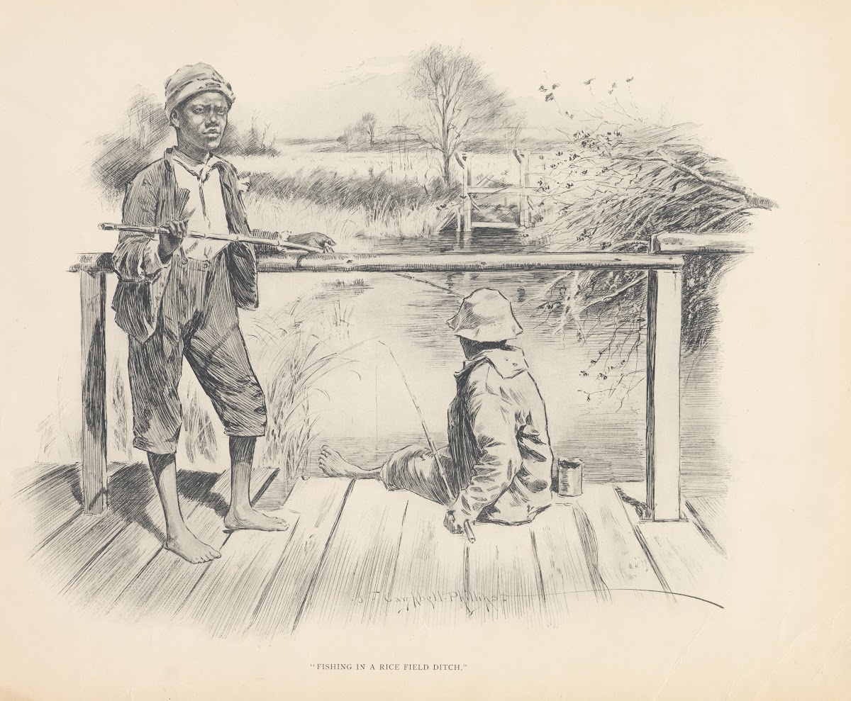 Fishing in a rice field ditch 1899