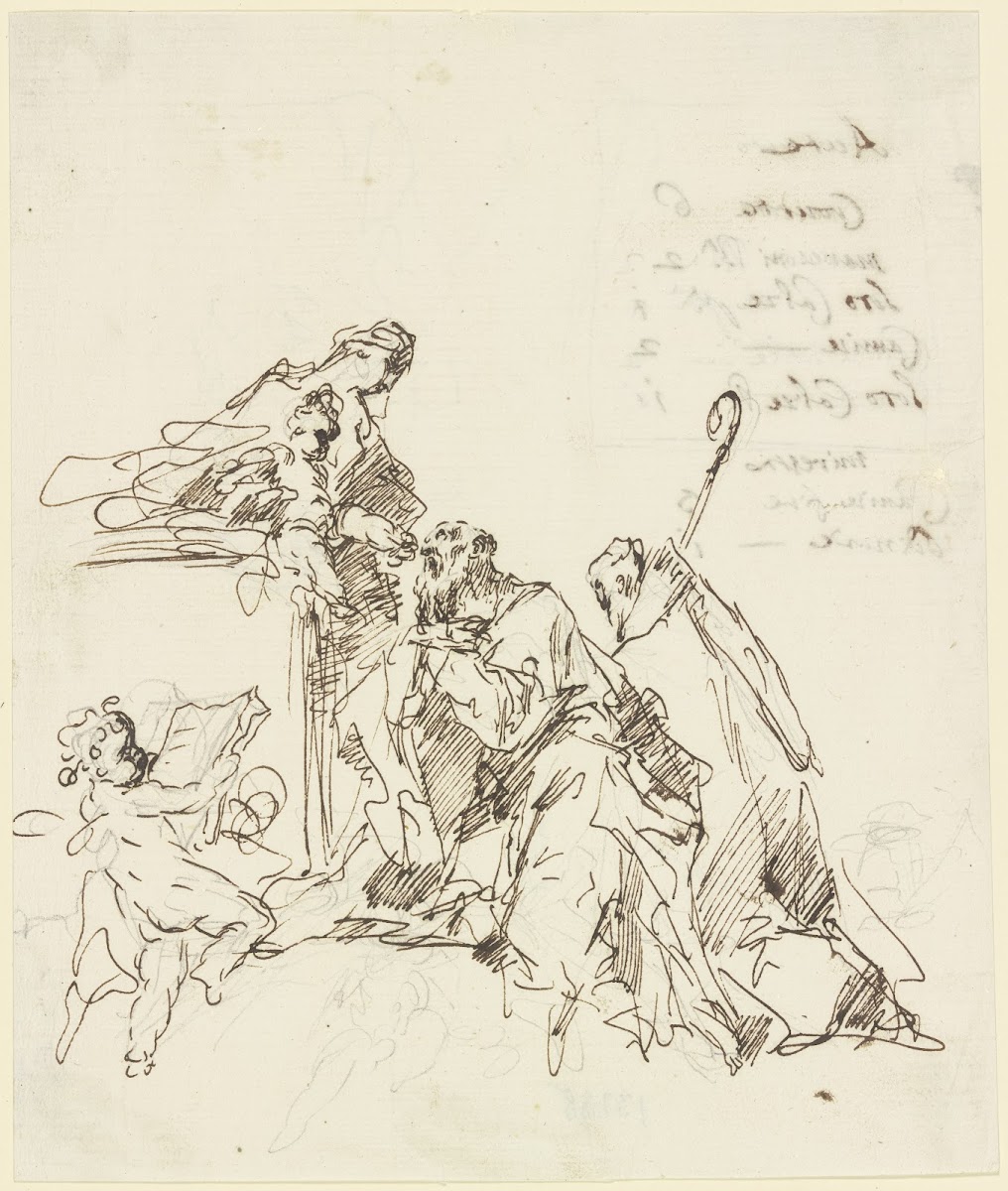 Madonna von zwei Heiligen verehrt