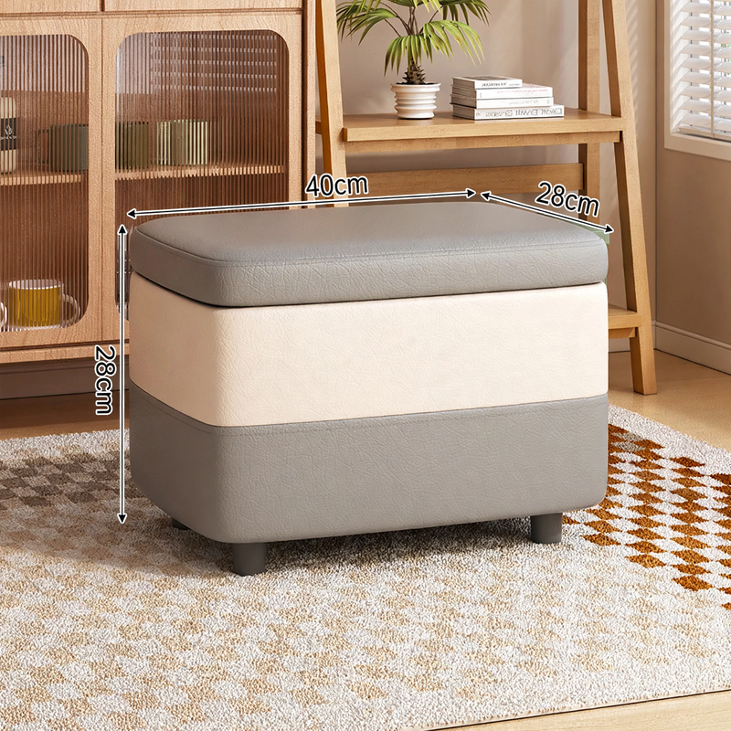 Rectangular leather seat cube with storage