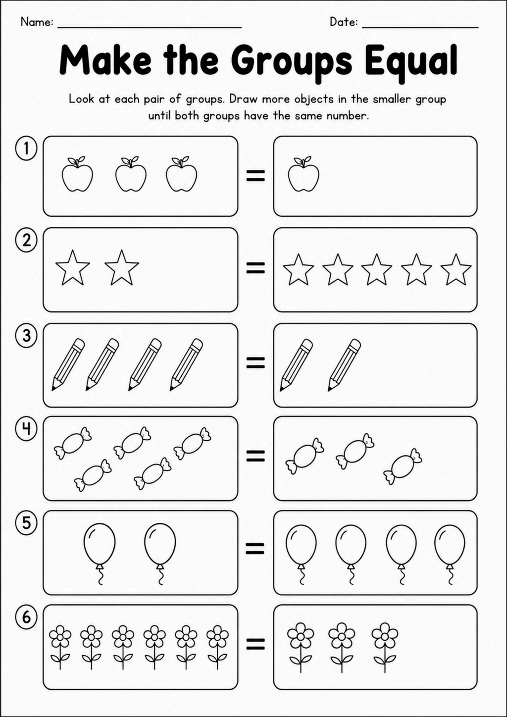 Make the Groups Equal Worksheet