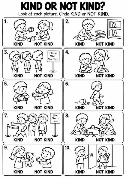Kind or Not Kind Worksheet