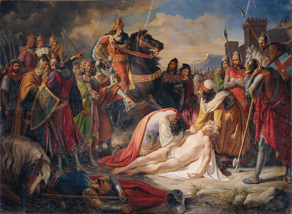 Karl I von Anjou an der Leiche Manfreds nach der Schlacht von Benevent am 26 Feb
