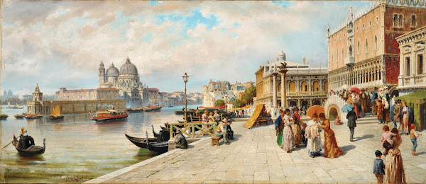 Venice a View of the Riva degli Schiavoni with the Doges Palace the Piazzetta an