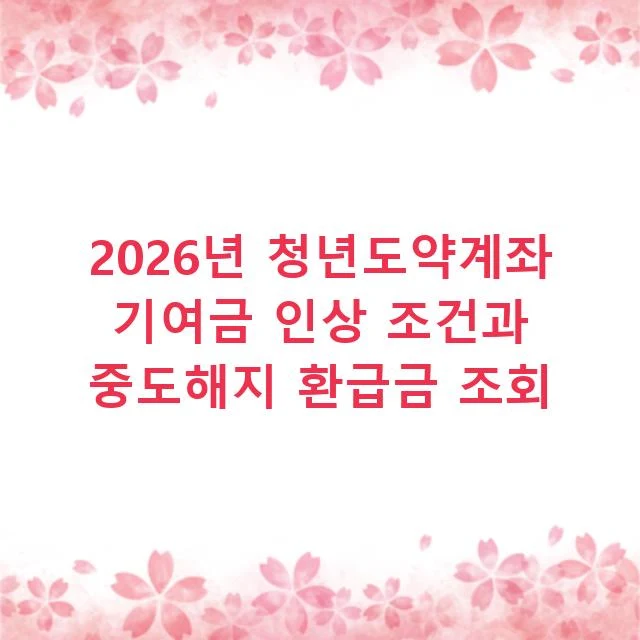 2026년 청년도약계좌 기여금 인상 조건과 중도해지 환급금 조회