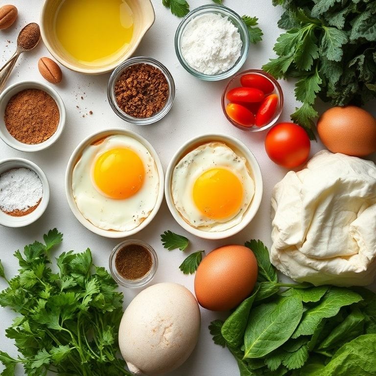 Ingredients for Baked Eggs Napoleon with Puff Pastry Recipe – Easy Homemade Breakfast