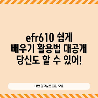 efr610 사용법, efr610 초보자 가이드, efr610 활용 팁, efr610 기능 소개