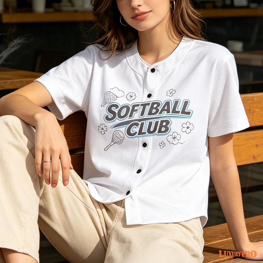 AOP Crop Baseball Cardigan Printed Tape