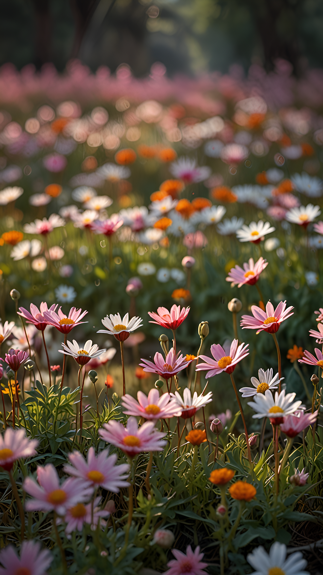 Meadow Daisies at Golden Hour, Soft Focus Flowers - Free 4K mobile Wallpaper