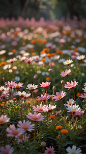 Meadow Daisies at Golden Hour, Soft Focus Flowers