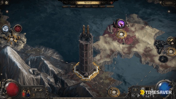 A Precursor Tower on the PoE2 Atlas with its surrounding map radius, where Precursor Tablets apply their modifiers