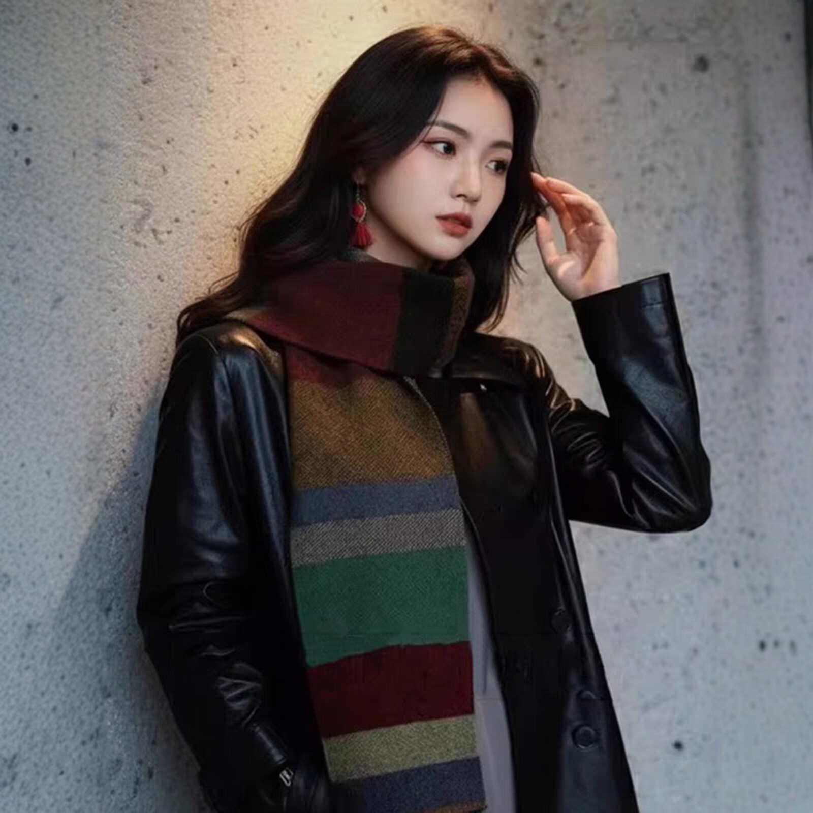 Rainbow stripe scarf, 160x20 cm