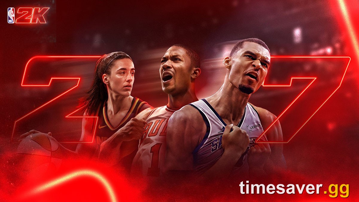 NBA 2K27 cover athletes (Caitlin Clark, Derrick Rose, Victor Wembanyama) — the game launches September 4, 2026 on PS5, Xbox Series X/S, PC via Steam and Nintendo Switch 2